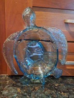 Acrylic Turtle, Aqua Serving Dish Or Decorative